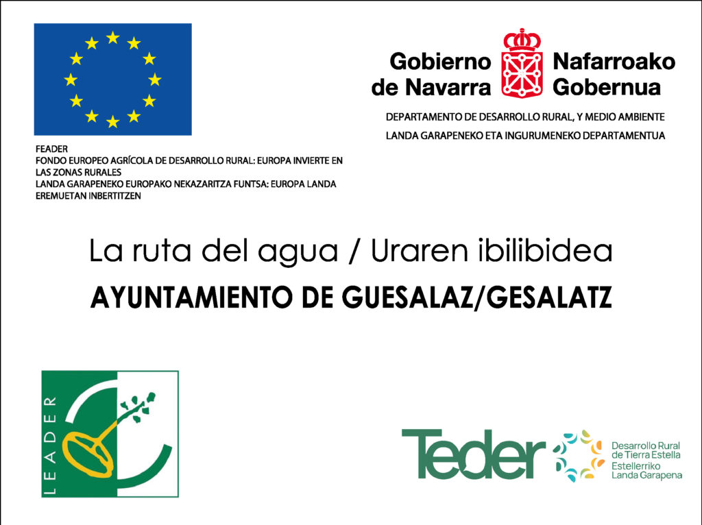 Logotipos del Fondo Europeo Agrícola de Desarrollo Rural, del Departamento de Desarrollo Rural y Medio Ambiente del Gobierno de Navarra, Leader y Teder (Desarrollo Rural de Tierra Estella).